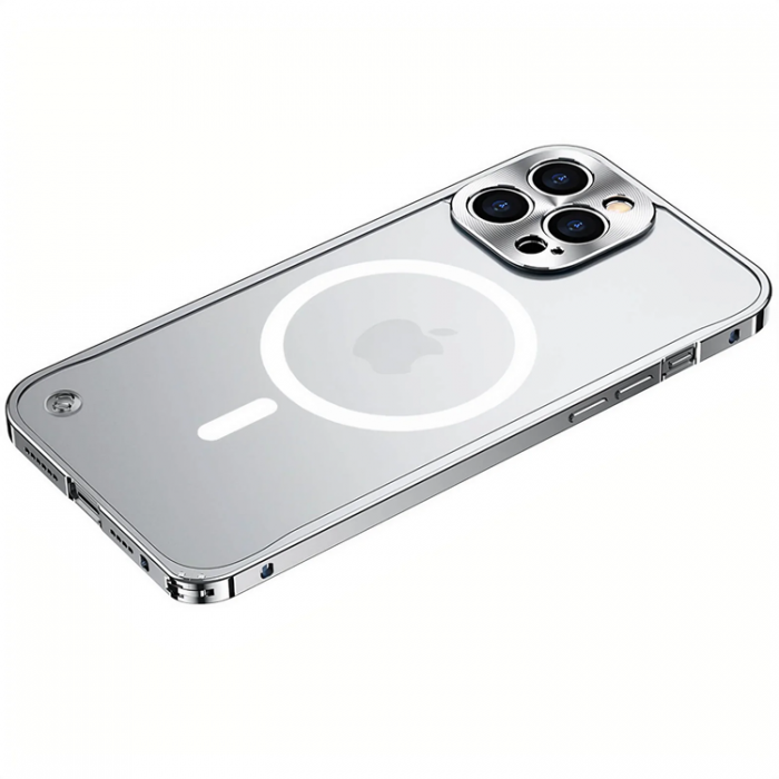 A-One Brand - iPhone 14 Pro Skal Magsafe Metall Frame - Silver