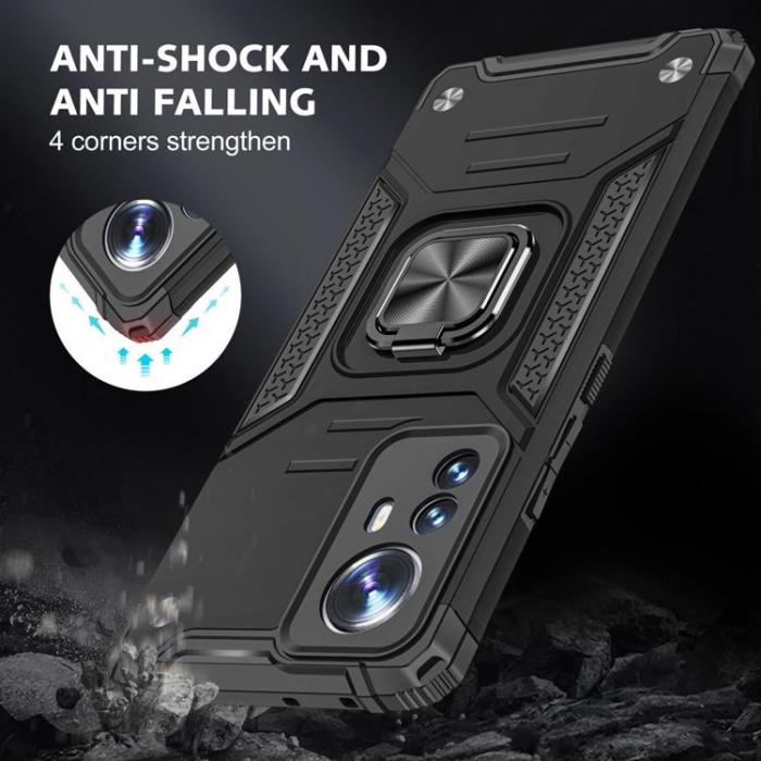 A-One Brand - Metal Kickstand Shockproof Skal Xiaomi 12/12X - Svart