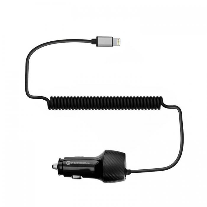 Forcell - Forcell Billaddare USB 18W Till Lightning Kabel 20W - Svart