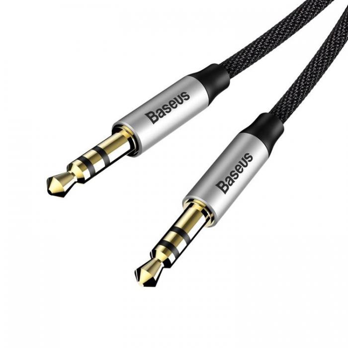 BASEUS - Baseus Stereo AUX Audio 3.5 mm Male Mini Jack - Silver/Svart