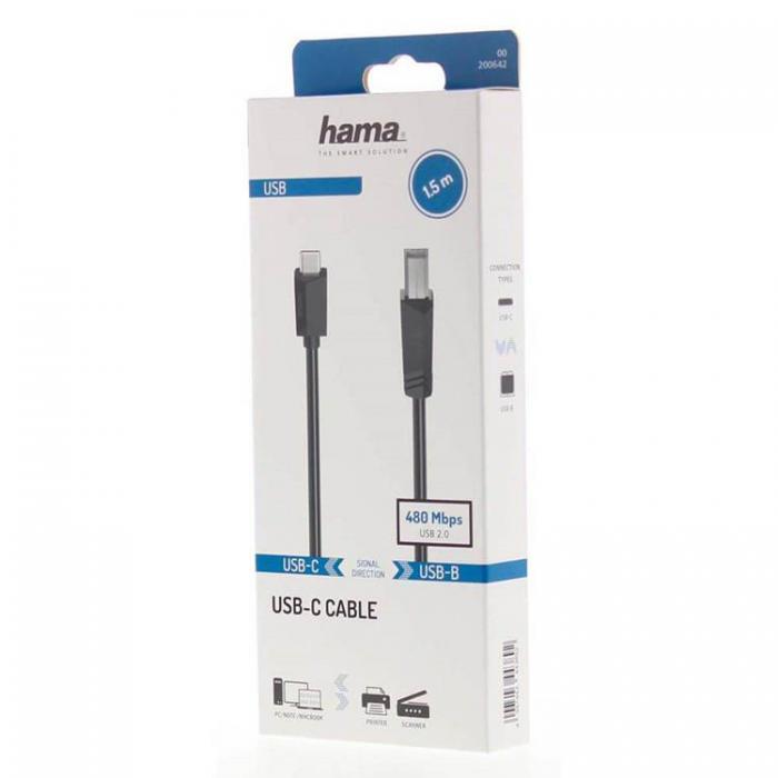 Hama - HAMA Kabel USB-C till USB-B 480 Mbps 1.5m - Svart
