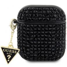 Guess - Guess AirPods 1/2 Skal Rhinestone Triangle Charm - Svart