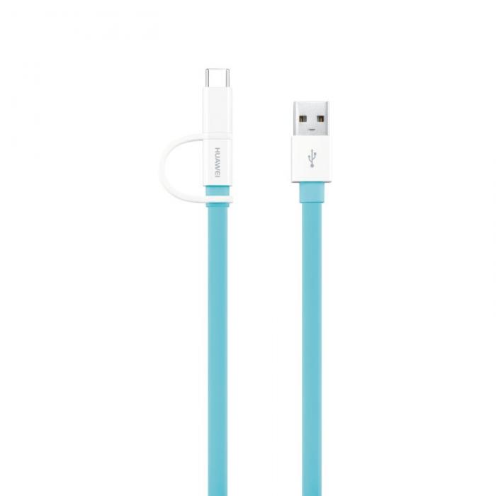UTGATT5 - Huawei 2-i-1-kabel USB-A 2.0 ? USB-C/MicroUSB 2A, 1,5m, bl