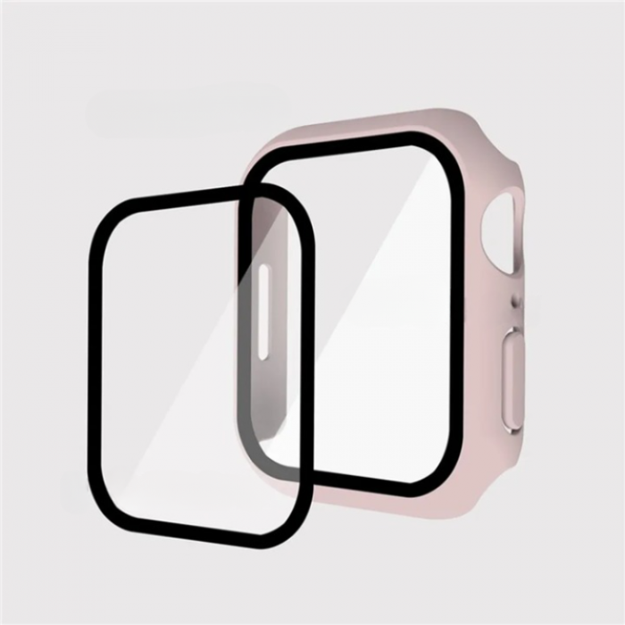 A-One Brand - 2-i-1 Skal med Hdat glas Apple Watch 7/8 (45mm) - LjusRosa