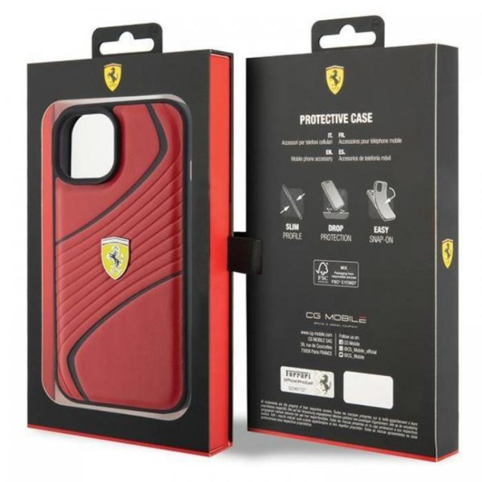Ferrari - Ferrari iPhone 15 Mobilskal Twist Metal Logo - Rd