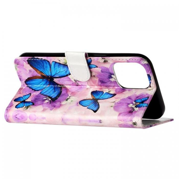 A-One Brand - iPhone 14 Pro Plnboksfodral Folio Flip - Bl Butterfly