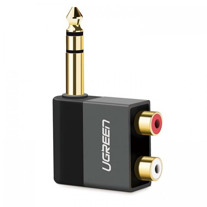 UTGATT1 - Ugreen Audio Jack Adapter 6.35mm Male Till 2xRCA Female - Svart