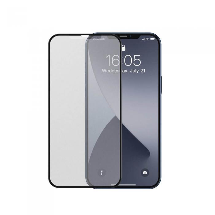 UTGATT5 - Baseus 2x 0,25 mm frosted Hrdat glas iPhone 12 & 12 Pro Svart