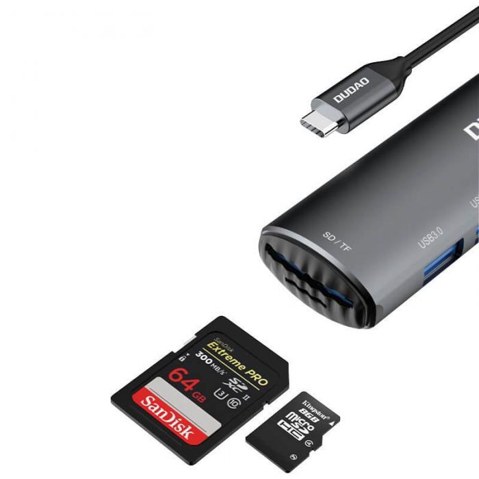 UTGATT4 - Dudao 8w1 multifunktionel USB-C HUB micro SD lsare Gr