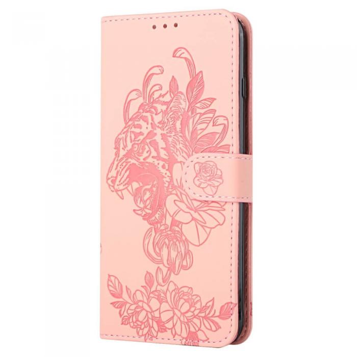 A-One Brand - Tiger Flower Plnboksfodral till iPhone 6/6S/7/8/SE 2020 - Rosa
