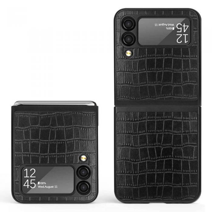 A-One Brand - Croco Leather Mobilskal till Samsung Galaxy Z Flip 3 - Svart