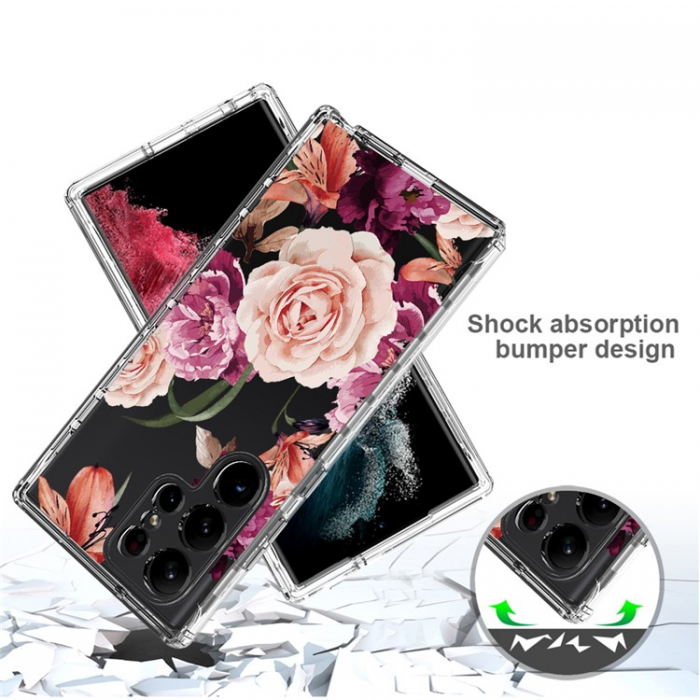 A-One Brand - Galaxy S23 Ultra Skal Pattern Printing - Lila Flower