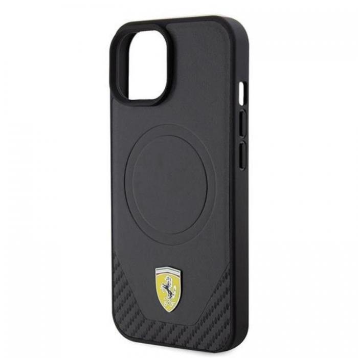 Ferrari - Ferrari iPhone 15 Mobilskal Magsafe Carbon Metal Logo - Svart