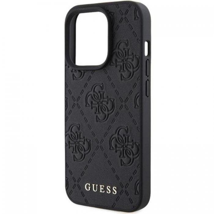 Guess - Guess iPhone 15 Pro Mobilskal Lder 4G Stamped - Svart