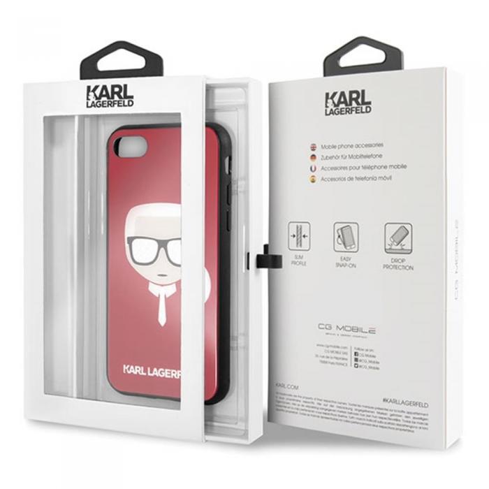 KARL LAGERFELD - Karl Lagerfeld Rtt Glitter Skal fr iPhone 7/8 - Ikoniskt Huvud