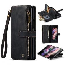 Caseme - CASEME Galaxy Z Fold 4 Plånboksfodral Zipper PU-Läder Stativ - Svart