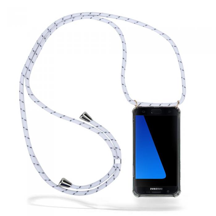 UTGATT1 - Boom Galaxy S7 Edge mobilhalsband skal - White Stripes Cord