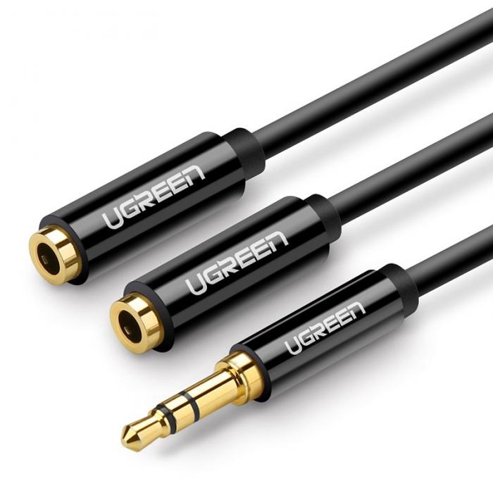 Ugreen - Ugreen 3,5 mm mini jack AUX splitter adapter Kabel 25cm Svart