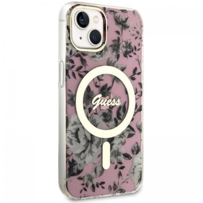 Guess - Guess iPhone 14 Mobilskal MagSafe Flower - Rosa