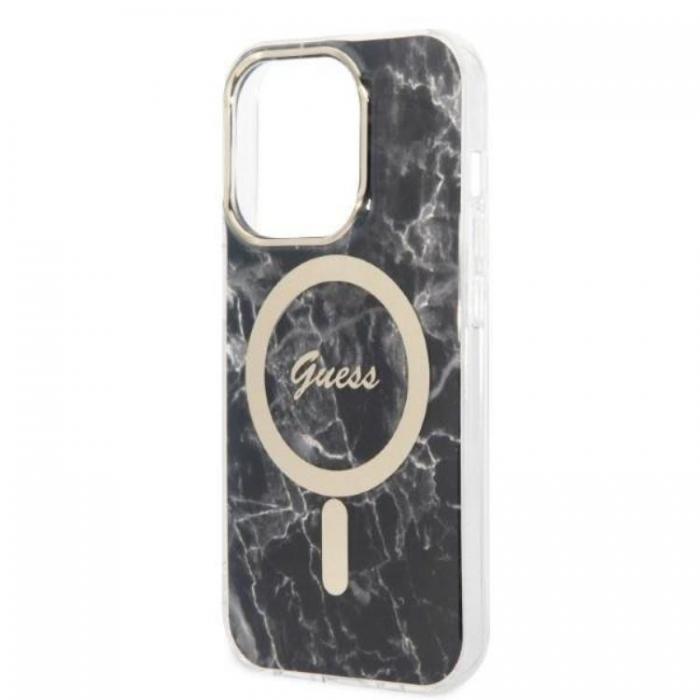 Guess - GUESS iPhone 14 Pro Max Magsafe Skal Marble + Trdls Laddare - Svart