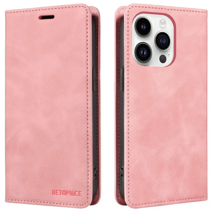 BETOPNICE - BETOPNICE iPhone 15 Pro Plnboksfodral 003 - Rosa