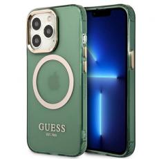 Guess - Guess iPhone 13 Pro Skal MagSafe Gold Outline Translucent - Khaki