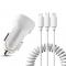 Dudao - Dudao 2x USB 2.4A Laddare + 3in1 lightning/Type C/micro USB Vit
