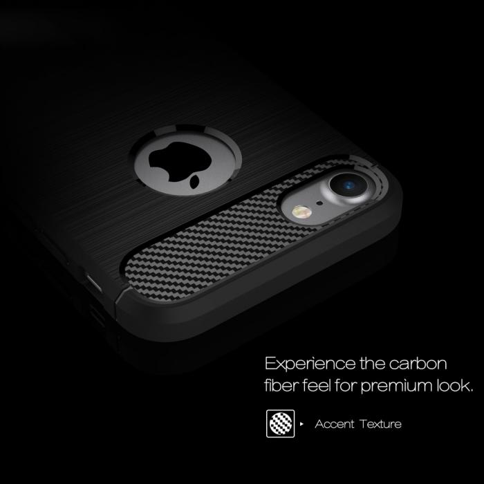 A-One Brand - Carbon Fiber Brushed Mobilskal iPhone 7/8/SE 2020 - Bl