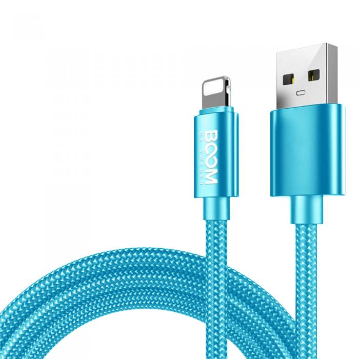 UTGATT4 - BOOM - Nylon USB till Lightning Kabel, 2.1A, 1M - Bl