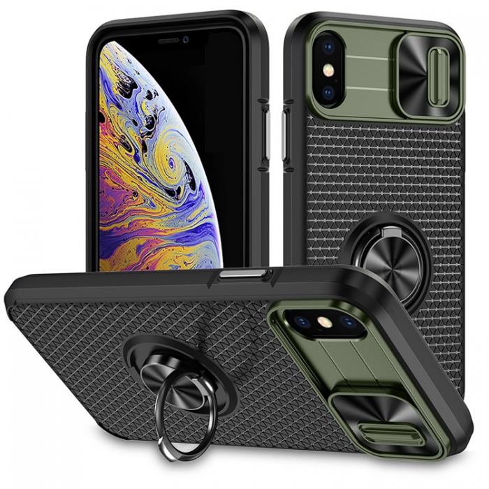 A-One Brand - iPhone X/XS Mobilskal Ringhllare Kickstand - Grn