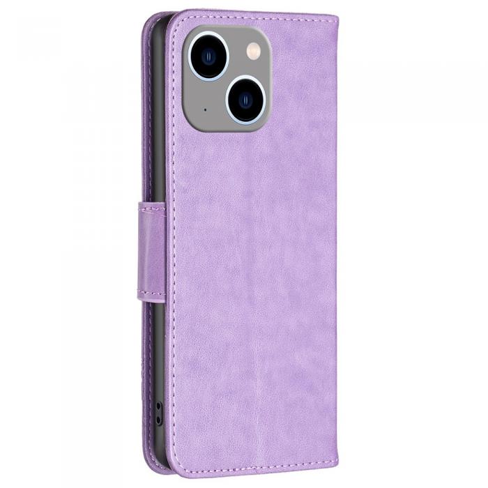 A-One Brand - iPhone 14 Plnboksfodral Butterfly Imprinted - Lila