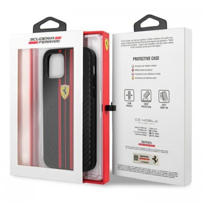 UTGATT5 - Ferrari iPhone 12/12 Pro Skal On Track PU Carbon - Svart