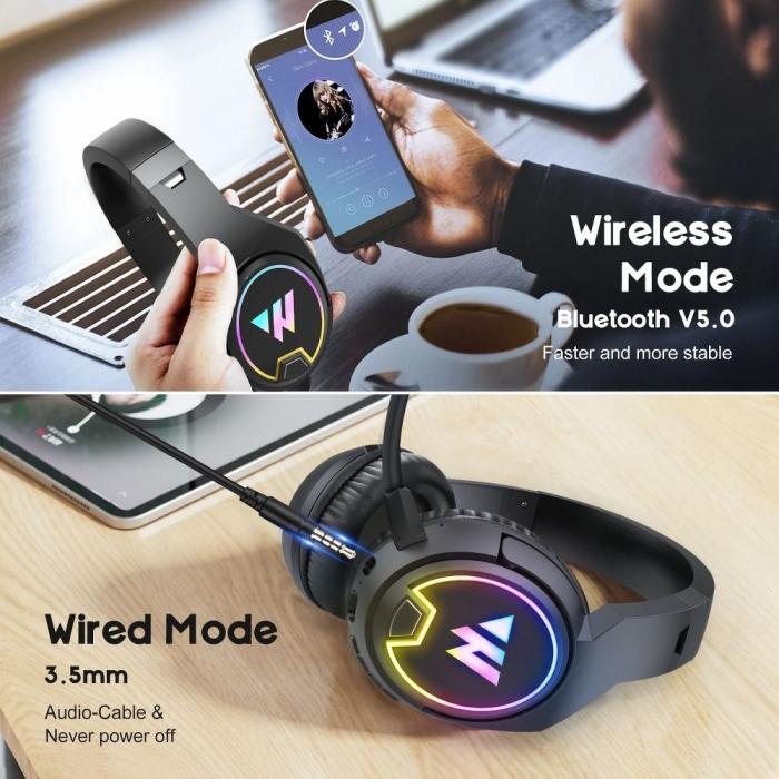 UTGATT1 - Wireless Gaming Headphones 3D Stereo Sound med Microphone