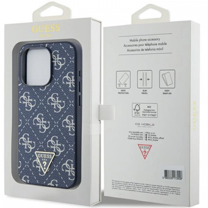 Guess - Guess iPhone 15 Pro Mobilskal 4G Triangle Metal Logo - Bl