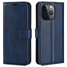A-One Brand - iPhone 15 Pro Plånboksfodral Calf Flip Folio - Blå