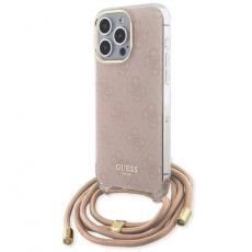 Guess - Guess iPhone 15/14/13 Mobilskal Crossbody Cord 4G Print - Rosa