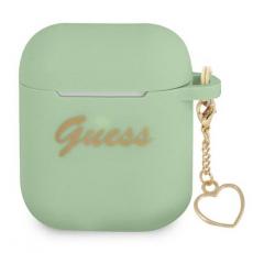 Guess - Guess AirPods Skal Silicone Charm Heart Collection - Grön
