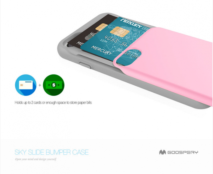 UTGATT5 - Mercury Sky Slide Skal till Apple iPhone 7 Plus - Rosa