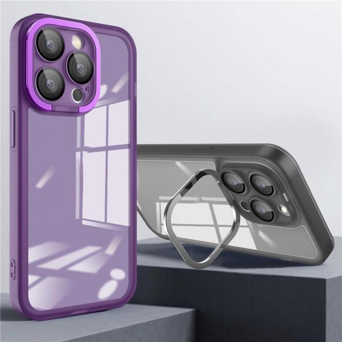 A-One Brand - iPhone 15 Mobilskal Electroplating Kickstand - Vit