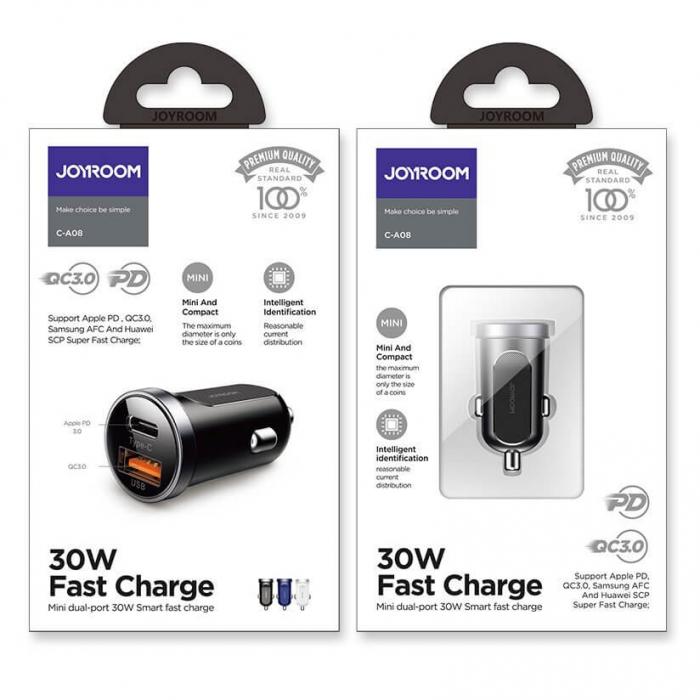 Joyroom - Joyroom mini dual port USB Type C/USB 30 W 5 A car charger 3.0 S