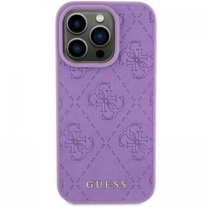 Guess - Guess iPhone 15 Pro Mobilskal Lder 4G Stamped - Lila