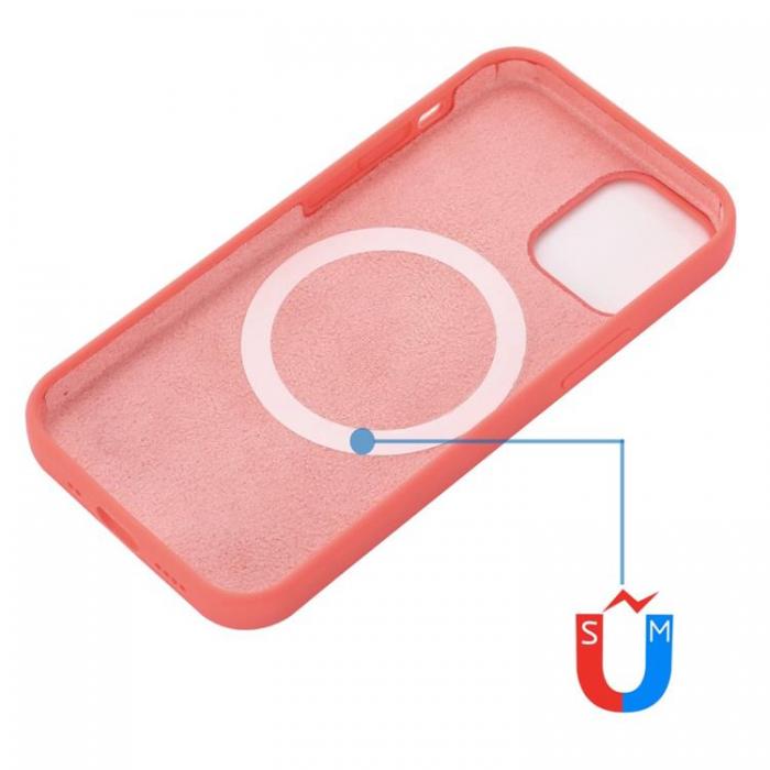 UTGATT1 - Liquid Silicone MagSafe Magnetic Skal till iPhone 12 - Skrikrosa