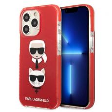 KARL LAGERFELD - Karl Lagerfeld TPE Karl & Choupette Head Skal iPhone 13 Pro Max - Röd