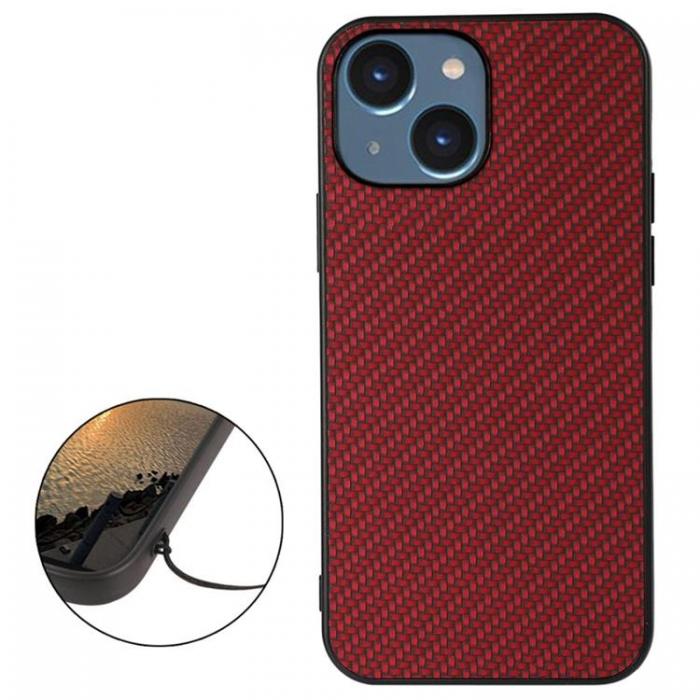 A-One Brand - iPhone 14 Skal Carbon Fiber - Rd