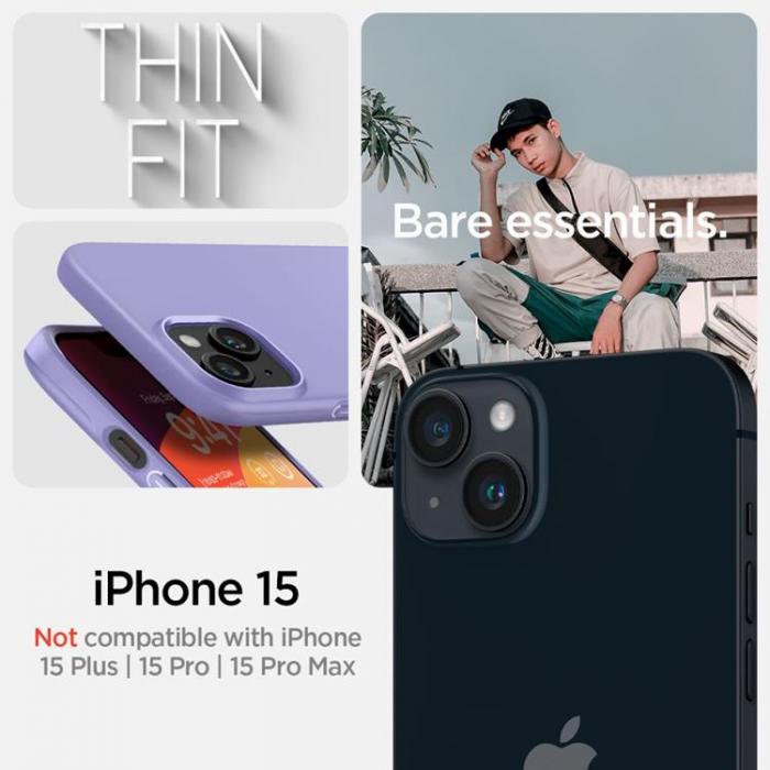 Spigen - Spigen iPhone 15 Mobilskal Thin Fit - Iris Lila