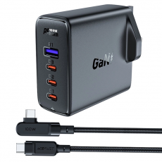 Acefast - Acefast GaN Snabbladdare 3x USB-C 1x USB 100W UK - Svart