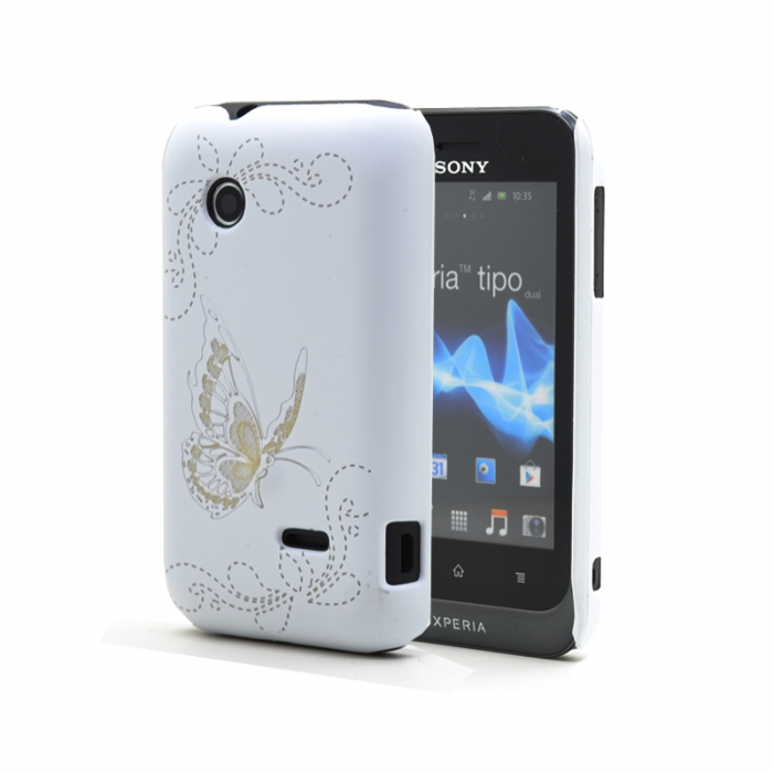 UTGATT5 - Butterfly Baksideskal till Sony Xperia Tipo ST21i - (Vit)