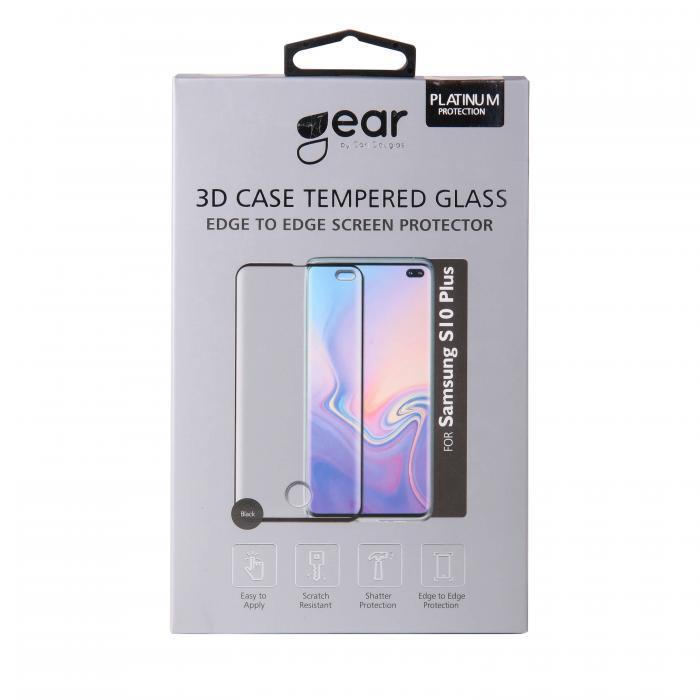 UTGATT4 - GEAR Hrdat Glas 3D Gum Full Cover Samsung S10 Plus - Svart