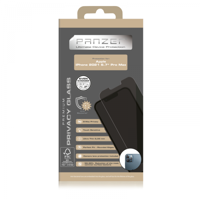UTGATT1 - Panzer Full-Fit Privacy 2-way Hrdat Glas iPhone 13 Pro Max