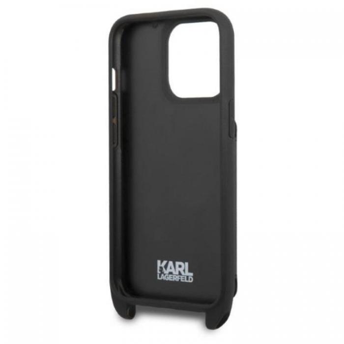 UTGATT1 - Karl Lagerfeld iPhone 13 Pro Max Halsbandsskal Saffiano Metal Ikonik - Svart